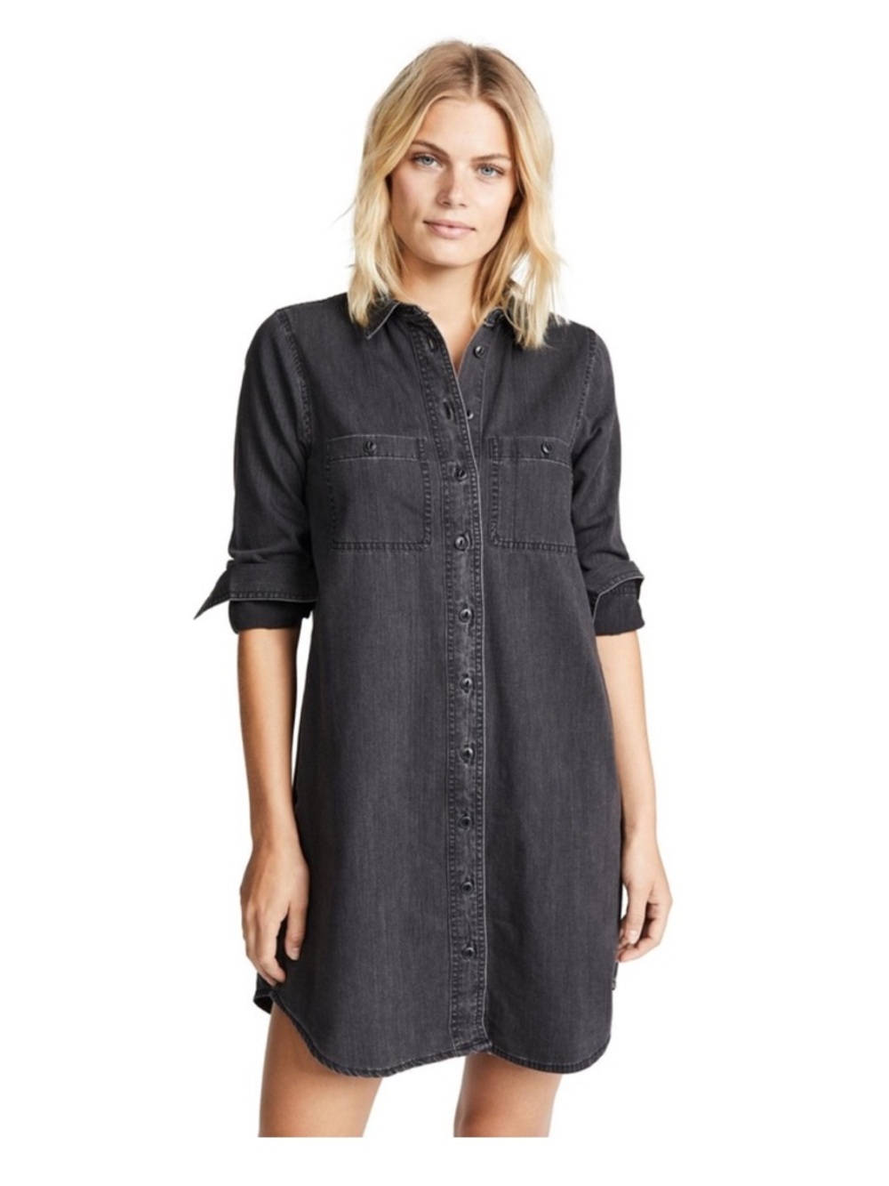 NWT Madewell Black Denim Shirtdress Mini SZ S